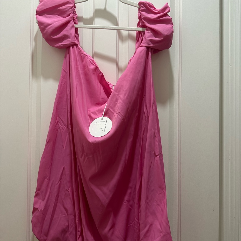 Staud bubble Pink Puff Sleeve Dress
